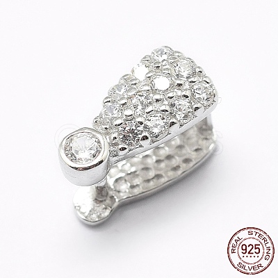 Anti-Tarnish Rhodium Plated 925 Sterling Silver Micro Pave Cubic Zirconia Pendant Bails STER-E053-10P-1