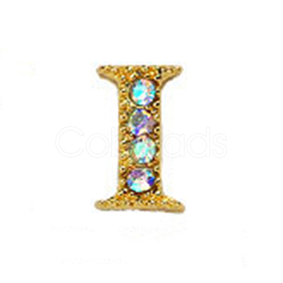 Alloy Gold Rhinetone Letters Nail Stud Cabochons MRMJ-S047-023I-1