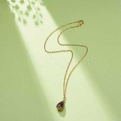 Natural Amethyst Teardrop Pendant Necklace NJEW-JN03966-1