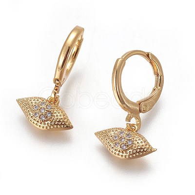 Brass Dangle Hoop Earrings EJEW-F199-02G-1