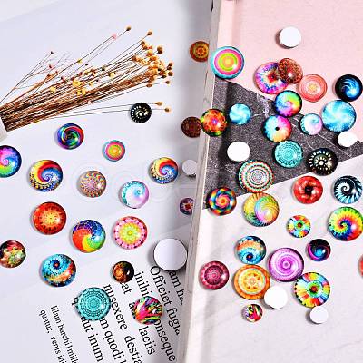 280Pcs 4 Styles Flat Back Glass Cabochons sgGGLA-SZ0001-32-1