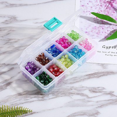 600Pcs 10 Colors Baking Painted Crackle Glass Bead Strands CCG-SZ0001-05-1