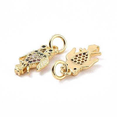 Rack Plating Brass Micro Pave Cubic Zirconia Charms ZIRC-C035-03G-1