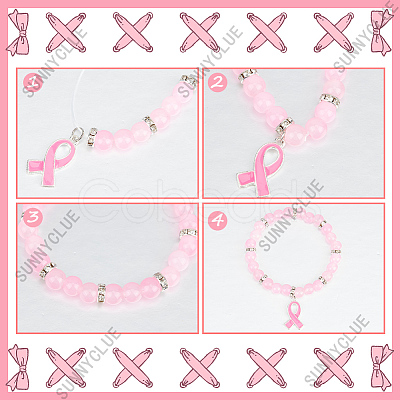 SUNNYCLUE DIY Breast Cancer Awareness Bracelet Making Kit DIY-SC0021-74-1