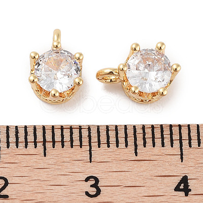 Brass Micro Pave Cubic Zirconia Charms KK-C051-39G-02-1