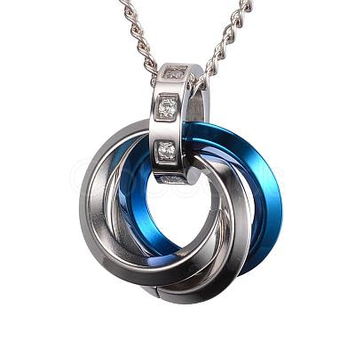 304 Stainless Steel Interlocking Ring Pendants STAS-D440-06A-1