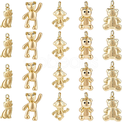 BENECREAT 20Pcs 5 Style Brass Pendants KK-BC0008-08-1