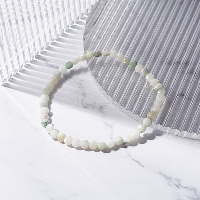 Natural Myanmar Jade/Burmese Jade Faceted Nugget Beads Stretch Bracelet BJEW-JB07217-01-1