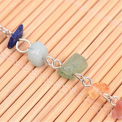 Chakra Handmade Gemstone Chip Beaded Brass Chains for Necklaces or Bracelets Making AJEW-JB00214-02-1