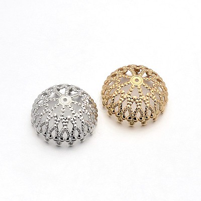 Brass Filigree Bead Caps X-KK-L053-01-1