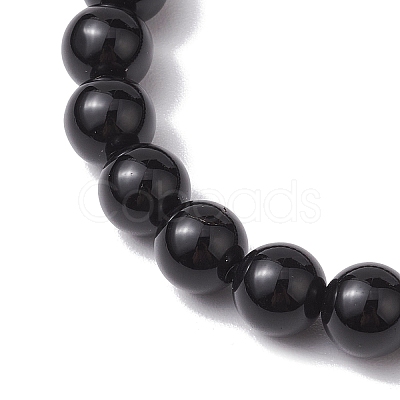 2pcs 2 Styles 6mm Round & Chip Natural Black Agate Beaded Stretch Bracelet Sets BJEW-TA00517-04-1