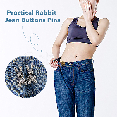 DICOSMETIC 10Pcs 5 Colors Rabbit Shape Alloy Adjustable Jean Button Pins AJEW-DC0001-17-1