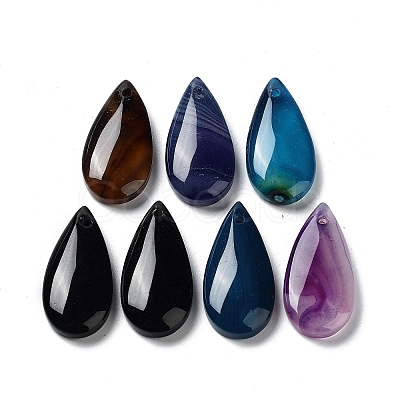 Dyed & Heated Natural Agate Pendants G-G065-03F-1