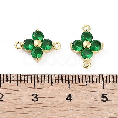 Rack Plating Brass Pave Cubic Zirconia Connector Charms KK-H474-20G-1