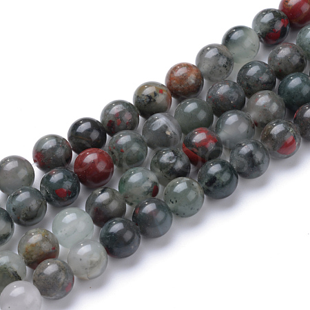 Natural African Bloodstone Beads Strands X-G-R345-8mm-50-1
