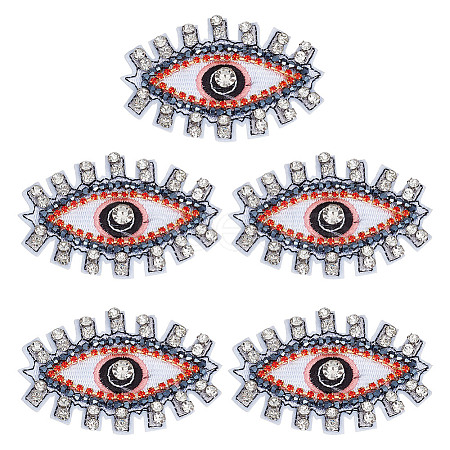 5Pcs Evil Eye Cloth Embroidered Appliques FIND-FG0003-07A-1