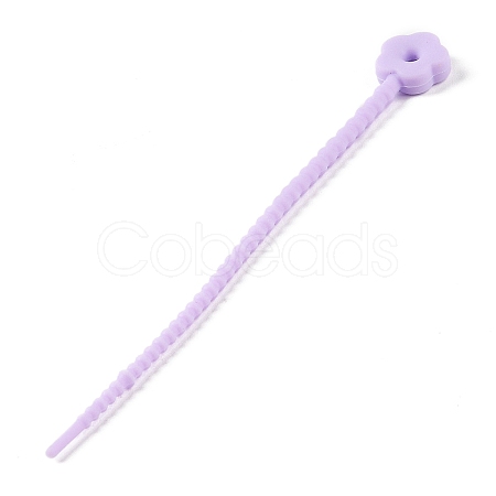 Flower Shape Silicone Cable Zip Ties AJEW-C034-01H-1