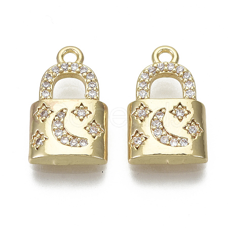 Brass Micro Pave Clear Cubic Zirconia Pendants KK-S348-534-NF-1