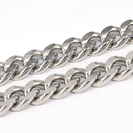 Tarnish Resistant 201 Stainless Steel Cuban Link Chains CHS-L001-64-1