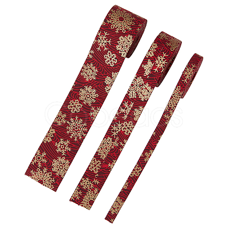 SUPERFINDINGS 6M 3 Styles Christmas Double Face Printed Polyester Ribbons OCOR-FH0001-26A-1