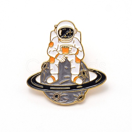 Astronaut with Planet Cartoon Enamel Pin JEWB-TAC0002-41-1