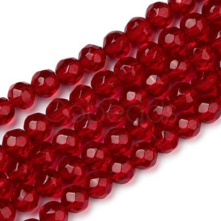 Faceted Glass Round Beads Strands X-GF6mmC47-1