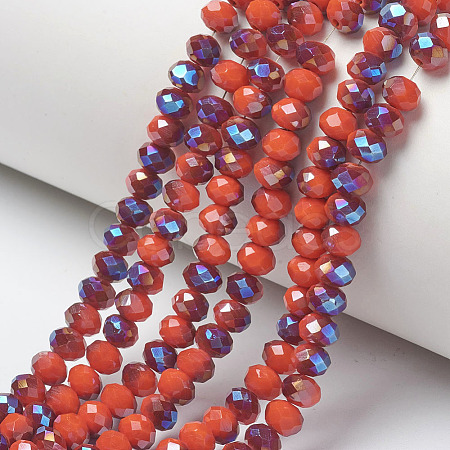 Electroplate Opaque Solid Color Glass Beads Strands X-EGLA-A034-P4mm-I08-1