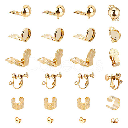 ARRICRAFT Brass Clip-on Earring Findings KK-AR0002-06G-1