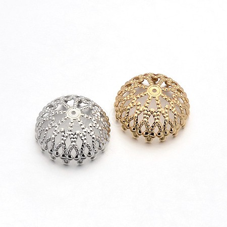 Brass Filigree Bead Caps X-KK-L053-01-1