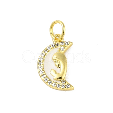 Brass Micro Pave Clear Cubic Zirconia Pendants KK-E111-46G-04-1