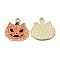 Alloy Enamel Pendants, for Halloween, Cat Pumpkin Shape, Orange, 20.5x20x1.2mm, Hole: 1.8mm