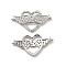 Brass Micro Pave Clear Cubic Zirconia Connector Charms, Heart Links with Wing, Platinum, 14.3x27.3x3.5mm, Hole: 1.2mm