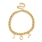 Brass Charm Bracelets for Women, Real 18K Glod Plated, Word Joy, 6-3/4 inch(17.2cm), Pendant: 9~9.5x3~7mm 