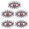 5Pcs Evil Eye Cloth Embroidered Appliques, Rhinestone & Plastic Beading Ornament Accessories, Sewing Craft Decoration, Red, 82x52x7mm