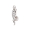 Brass Micro Pave Cubic Zirconia Pendants, with Jump Ring, Snake Charm, Platinum, 15.5x5x2.5mm, Hole: 2.8mm