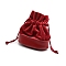 Velvet Drawstring Jewelry Storage Bags, Rectangle, with Imitation Leather Bag Bottom, Dark Red, 11x9.5cm