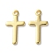 Brass Pendants, Cadmium Free & Lead Free, Cross Charms, Real 24K Gold Plated, 13.5x7x0.8mm, Hole: 1mm