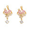 Brass Micro Pave Cubic Zirconia Pendants, Bowknot Charms, Real 18K Gold Plated, 22x13.5x6mm, Hole: 3x4mm