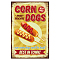 Vintage Metal Tin Sign, Iron Wall Decor for Bars, Restaurants, Cafe Pubs, Rectangle, Hot Dog, 300x200x0.5mm