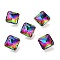 Glass Rhinestone Pendants, Back Plated, Faceted, Square/Rhombus, Volcano, 14.5x14.5x6mm, Hole: 1.2mm