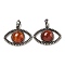 Dyed & Heated Natural Red Agate Pendants, Alloy Eye Charms, Antique Silver, Cadmium Free & Lead Free, 26x35.5x7mm, Hole: 7mm