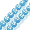 Handmade Lampwork Beads, Imitation Tibetan Style dZi Beads, Round, Light Blue, 12mm, Hole: 1.6mm