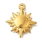 304 Stainless Steel Pendants, Sun Charm, Real 18K Gold Plated, 21.5x19x2.5mm, Hole: 1.2mm