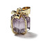 Natural Amethyst Gift Box Charms, with Golden Plated Brass Bowknot, 15x11x11mm, Hole: 4.5x3.5mm