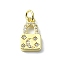 Brass Micro Pave Claer Cubic Zirconia Charms, with Jump Ring, Real 18K Gold Plated, Lock, 14x7.5x2.5mm, Hole: 3mm