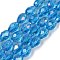 Transparent Electroplate Glass Beads Strands, AB Color Plated, Faceted, Teardrop, Dodger Blue, 15x10mm, Hole: 1.6mm, about 46~48pcs/strand, 27.95''(71cm)