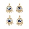 Lampwork Evil Eye Pendants with Colorful Cubic Zirconia, Real 18K Gold Plated Brass Findings, Lead Free & Cadmium free, Blue, 25x18x5mm, Hole: 4x3.5mm