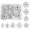 16Pcs 8 Style Eye Theme 304 Stainless Steel Rhinestone Pendants, Hamsa Hand/Hand of Miriam & Flat Round, Stainless Steel Color, 17.5~23x11~21x2~3mm, Hole: 1.4~2mm, 2pcs/style