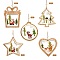 10Pcs 5 Style Wooden Hanging Ornaments, with Jute Twine, for Party Gift Home Decoration, Mixed Shapes, Christmas Theme, BurlyWood, 20cm, 2pcs/style