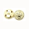 4-Hole Brass Buttons, for Sewing Crafting, Half Round with Flower, Golden, 19.5x10mm, Hole: 2x2.5mm